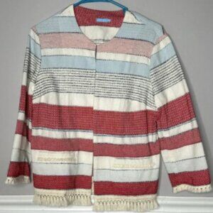 J.McLaughlin Boho Blazer Women's Medium Cottagecore Lightweight Open Fringe